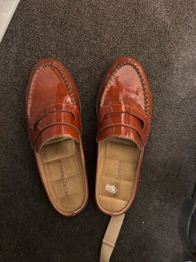 Kelsi Dagger Patent Leather Penny Loafers in Chestnut